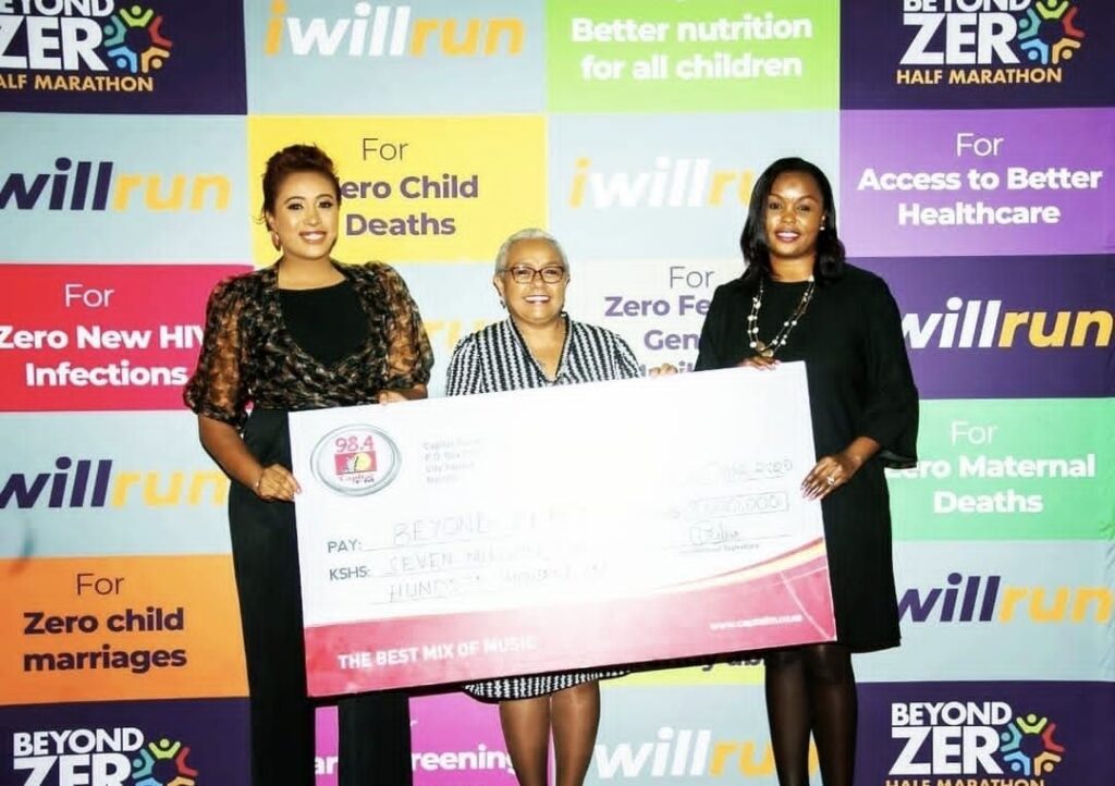 Capital FM cheque presentation to the Beyond Zero Half Marathon