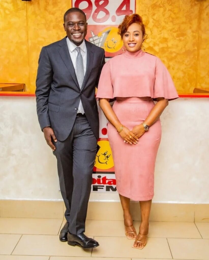 Farida Idris Mohamed at the Capital FM 98.4 studios with the Governor of Nairobi