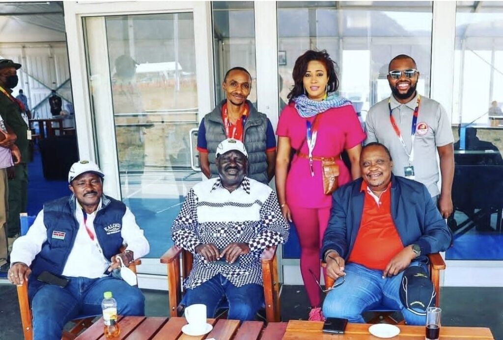Farida Idris Mohamed with Kenyan national leaders at the WRC Safari Rally in Naivasha